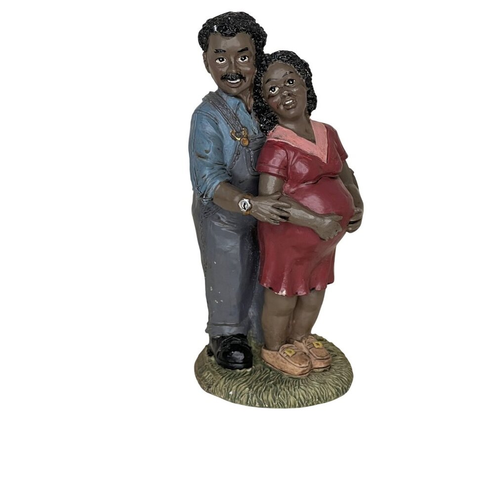 Young's Inc. African Pregnant Woman with Man In Loving Embrace VTG